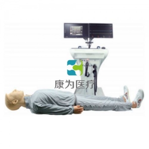 “康為醫(yī)療”綜合仿生急救技能訓(xùn)練系統(tǒng)  產(chǎn)品特點： 一. 模擬人特點 頭頸部  模型眼睛可瞬目, 瞬目頻率可調(diào)，瞳孔可根據(jù)病例設(shè)置變化，正常狀態(tài)下可進(jìn)行瞳孔對光反射 模型人可根據(jù)病例設(shè)置發(fā)出人聲 氣道管理：逼真的口、鼻、舌、牙齦、咽、食管、會厭，模擬清除呼吸道異物，支持仰頭抬頸法、仰頭舉頦法、雙手抬頜法三種方式開放氣道?？尚袣夤懿骞苄g(shù)，插管正確與否，顯示屏有提示 可模擬的氣道并發(fā)癥 舌水腫 、氣道梗阻 頸動脈搏動觸感真實 四肢  包括肱、橈、股、摑、足背動脈搏動 同時練習(xí)血壓、脈搏測量，也可單一練習(xí)，可以